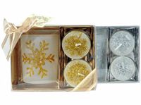Immagine di Teelichtglas weihnachtlich, mit 2 Kerzen,, in Geschenkbox, gold- und silberfarben
