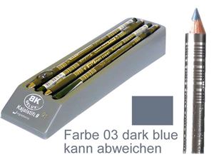 Resim Kajalstift BK DELUXE Farbe 03 dark blue 20 cm, mit Anspitzer im 12er Tray von BK COSMETIC