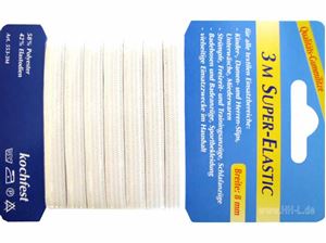 Resim Gummilitze 3m x 8mm, 58% Polyester, 42% Elastodien, hochwertige, dauerelastische, kochfeste Litze