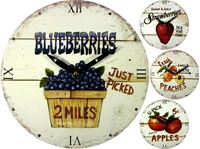 Bild von Wanduhr ''yummy fruits'', d 29 cm, 4fach sortiert, Motive: Blaubeeren, Erdbeeren, Pfirsiche, Äpfel