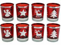 Immagine di Teelichthalter aus Glas, Weihnachtdekor rot, 4fach sortiert