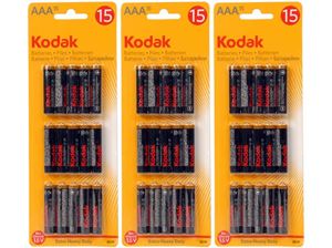 Bild von Batterien AAA 1,5 V, 15 Stück auf einem Blister, Zink Chlorid, deutsches Markenware Kodak