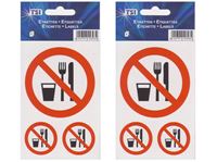 Bild von Etiketten ''Essen und Trinken verboten'', enthält 3 Etiketten in 2 Größen