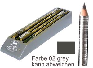 Resim Kajalstift BK DELUXE Farbe 02 grey 20 cm, mit Anspitzer im 12er Tray von BK COSMETIC