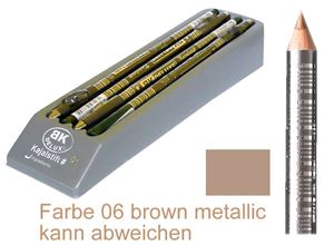 Resim Kajalstift BK DELUXE Farbe 06 brown metallic 20 cm, mit Anspitzer im 12er Tray von BK COSMETIC