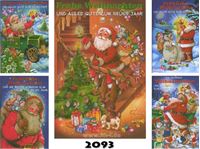Εικόνα της Weihnachts-Karte gemalt, mit goldenem Glitter, einzeln mit Umschlag in Cellophan verpackt