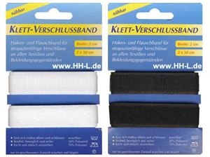 Resim Klettband 2x50cm weiß u. schwarz sortiert nähfähig, Sortierung 25 x schwarz + 25 x weiß