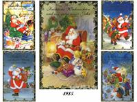 Picture of Weihnachts-Karte gezeichnete Weihnachtsmänner, mit Goldrand einzeln mit Cuvert in Cello verpackt