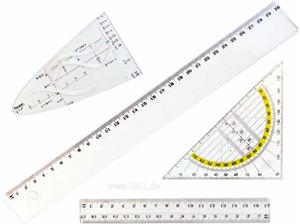 Picture of Geometrie-Set 4tlg., 1x Geodreieck, 1x Parabel, 2x Lineal 30 cm und 17 cm im Blisterbeutel