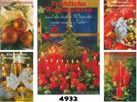 Εικόνα της Weihnachts-Karte in Rot- und Goldtönen mit Glitter, einzeln mit Cuvert in Cellophan verpackt