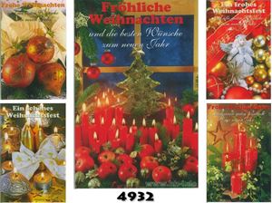 Afbeelding van Weihnachts-Karte in Rot- und Goldtönen mit Glitter, einzeln mit Cuvert in Cellophan verpackt