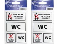 Bild von Etiketten selbstklebend ''Hinweise für&prime;s WC'', enthält 4 Etiketten in 2 Größen