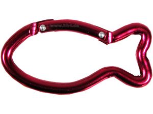 Resim Karabiner ''Fisch'' aus Aluminium, 70x6 mm, rot, Schlüsselanhänger