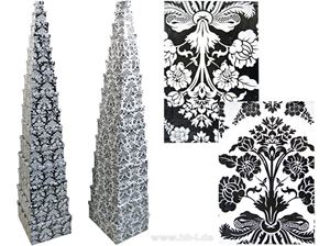 Imagen de Boxenset Kartonage 15tlg. schwarz-weiß Ornamente, 2fach sort. kl.Box:9x5x5cm bis gr.Box:37x30x15cm