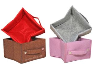 Afbeelding van Aufbewahrungsbox Filz, faltbar,4 Farben sortiert, grau, 18x18x12 cm, 2 mm dick