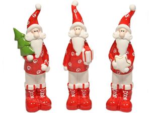 Image de Weihnachtsmann, Keramik, stehend, 2fach sort., creme/ rot, hochwertig, LBH: 8x8x16 cm