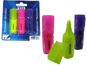 Resim Textmarker Mini, 3er Pack mit Taschenclip, in den Farben Neongelb, Neonrosa, Neonlila