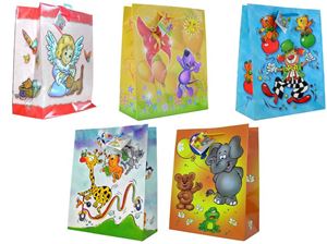 Image de Geschenkbeutel groß (330 x 250 x 130 mm), mit farbiger Kordel in 5 Design, Kindermotive