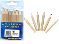 Afbeelding van Buntstifte ''dick'' 6er Pack, Länge: 8 cm, gespitzt, aus Naturholz
