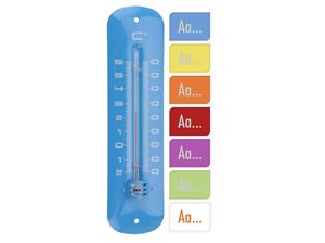 Resim Thermometer Metall extra flach 19x5cm 6 Farben, sortiert Celsius Skala: -30&deg;C bis +50&deg;C