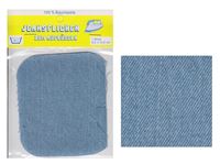 Bild von Bügel-Jeansflicken Farbe hellblau 9,5 x 10,5 cm, im Headerbeutel