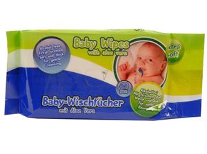 Afbeelding van Baby-Feuchttücher mit Aloe Vera 60er Pack, Verpackung wiederverschließbar