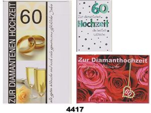 Resim Hochzeits-Karte zur Diamanthochzeit 60 Jahre, Fachhandelskarten im 30er Verkaufsdisplay