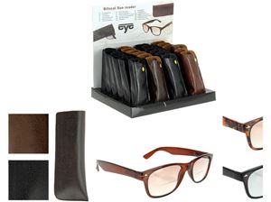 Resim Sonnenlesebrille mit Etui, Kunststoff, 4fach sort., 1.0-1.5-2.0-3.0 sortiert im 24er Display