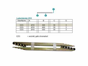 Resim Ladenband gelb verzinkt, Länge 300 mm, Stärke 3 mm / für Klobe 10 mm Art.Nr.:20300