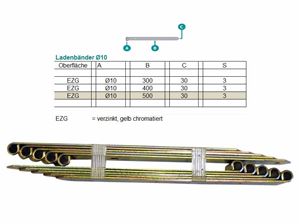 Resim Ladenband gelb verzinkt, Länge 500 mm, Stärke 3 mm / für Klobe 10 mm Art.Nr.:20300