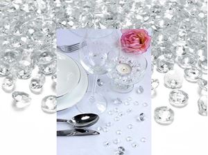 Изображение Deko-Steine aus Acryl, transparent, Diamant 12 mm, 100 Stück in PVC Blisterbeutel mit Euroloch