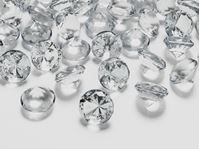Resim Deko-Steine aus Acryl, farblos, Diamant 20 mm, 10 Stück in PVC Blisterbeutel mit Euroloch