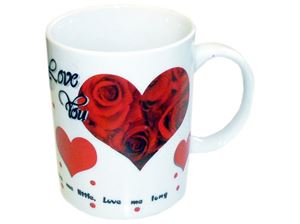 Resim Tasse mit Herz, d = 8 cm, h = 10 cm aus Keramik, Rosen Design