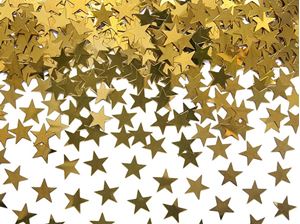 Εικόνα της Confetti goldene Sterne, 10 mm im Foliebeutel mit Euroloch 30g