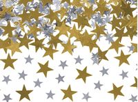 Resim Confetti Sterne gold und silber, 7g im Foliebeutel mit Euroloch