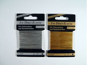 Bild von Deko-Elastic 3m in gold und silber sortiert,, Hängeblister, d 1,6 mm waschbar