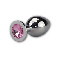 Afbeelding van Buttplug aus Aluminium mit pinkfarbenem Stein