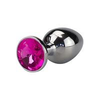 Изображение Glatter silberner Buttplug mit rosafarbenem Kristall