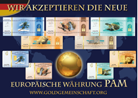 Resim Die neuen Aufkleber: Wir akzeptieren die neue europaische Währung PAM