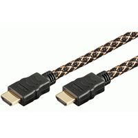 Afbeelding van Premium HDMI Kabel 2 Meter, HiSpeed with Ethernet, Stecker A auf Stecker A (mit Nylongeflecht, schwarz/gold)