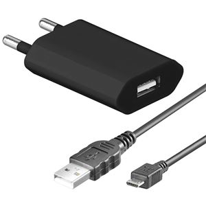 Изображение Ladegerät 230V, 1A , Micro USB, BLACK, 2-teilig