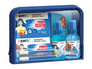 Изображение EMTEC Travel Essentials Reinigungsset, Superman und Wonder Woman