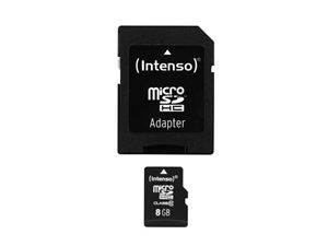Image de MicroSDHC 8GB Intenso +Adapter CL10 Blister