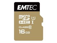 Изображение MicroSDHC 16GB EMTEC +Adapter CL10 Gold+ UHS-I 85MB/s Blister