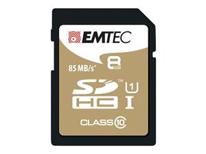 Resim SDHC 8GB EMTEC CL10 Gold+ UHS-I 85MB/s Blister