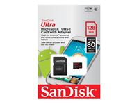 Image de MicroSDHC 128GB Sandisk Ultra CL10 UHS-1 80MB/s (533x) Retail