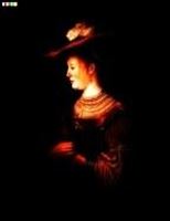 Resim Rembrandt - Saskia in vornehmer Kleidung a81938 30x40cm meisterhaftes Ölbild Museumsqualität