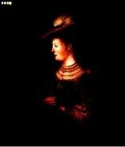 Изображение Rembrandt - Saskia in vornehmer Kleidung c81944 50x60cm meisterhaftes Ölbild Museumsqualität