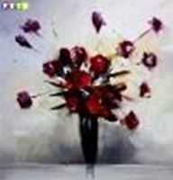 Bild von Abstrakt - Buntes Blumenvasen Stillleben h82185 90x90cm abstraktes Ölgemälde
