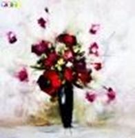 Bild von Abstrakt - Buntes Blumenvasen Stillleben x82077 100x100cm abstraktes Ölgemälde
